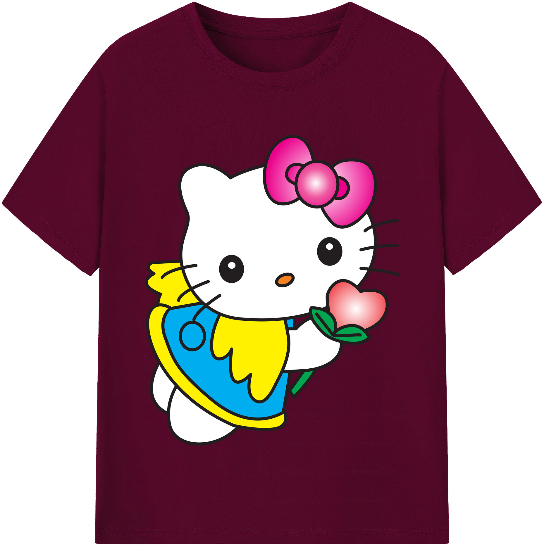 （画像用） Hello Kitty ハローキティ レディースカジュアルプリントTシャツ（綿100％）
